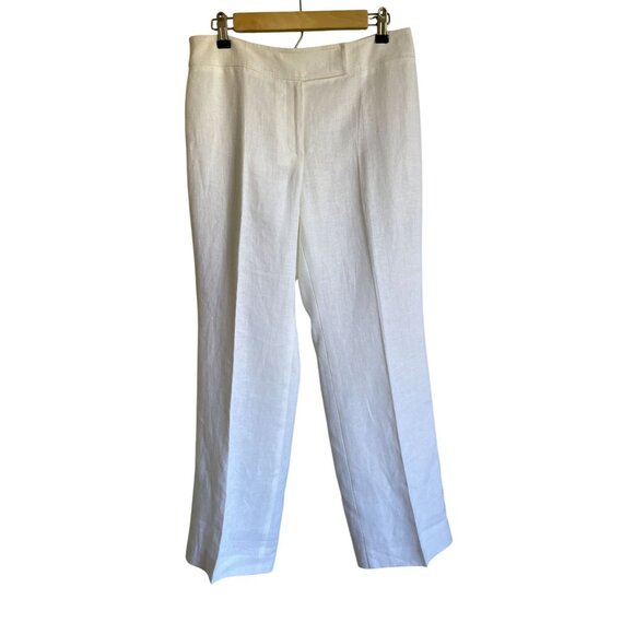 Talbots 100% Irish Linen Size 8P Straight Leg White Pants - Picture 1 of 7